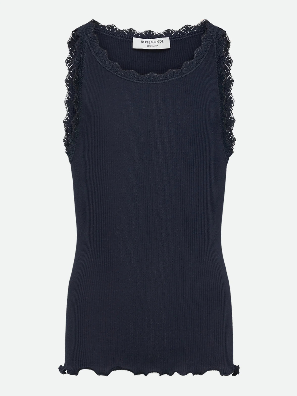 Rosemunde Top | RKBalta SL U-neck Tank Top With Lace| Navy