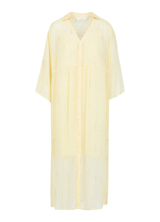 Coster Kjole | Butter yellow with gold lurex