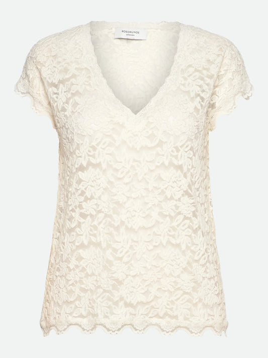 Rosemunde | Delicia Capsleeve Regular T-neck Top | Ivory