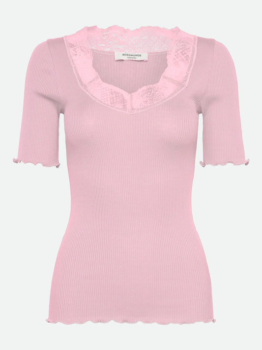 Rosemunde | RWBeatha 2/4 Lace T-shirt | Pink-a-boo