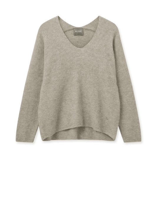 Mos Mosh Bluse | Thora V-neck Knit | Father Gray