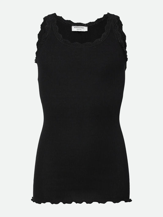 Rosemunde Top | RKBalta SL U-neck Tank Top With Lace| Black