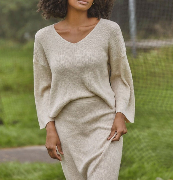 I Say Strik Pullover | Dora Knit Pullover | Sand Melange