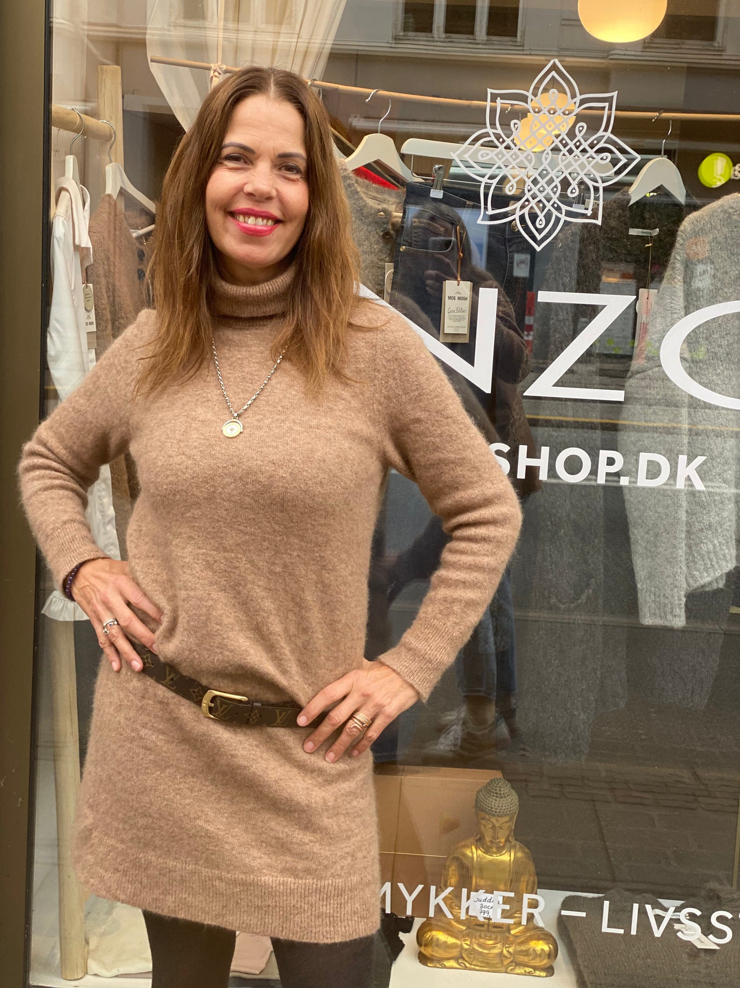 Sibin Linnebjerg Madena Strik Kjole - Camel