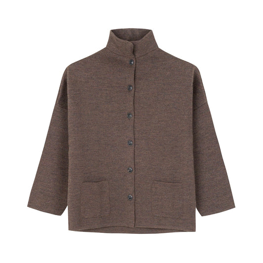 SibinLinnebjerg Cardigan | Spring | Merino Wool Mix | Coffee