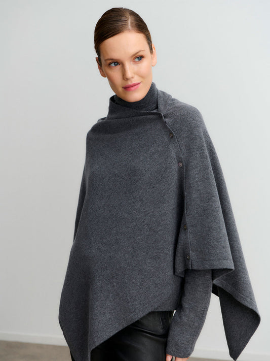 Rosemunde Cashmere Poncho RWLaica | Wool & Cashmere | Grey Melange