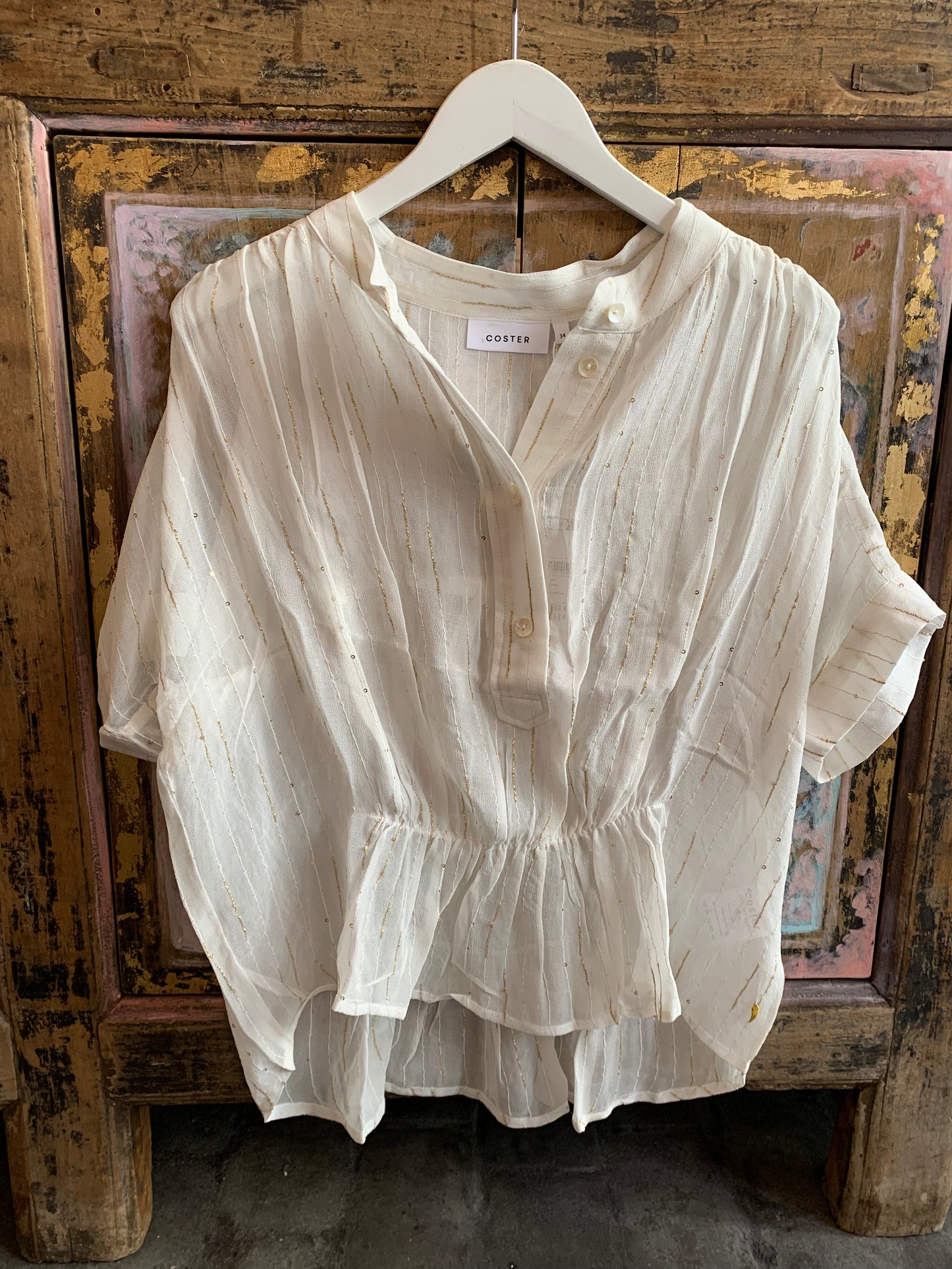 Coster Shirt | Blouse with details | Creme/gold
