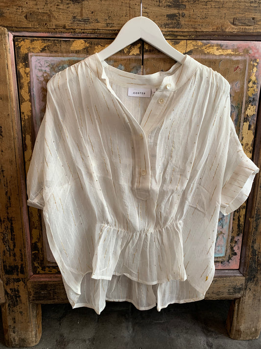 Coster Shirt | Blouse with details | Creme/gold