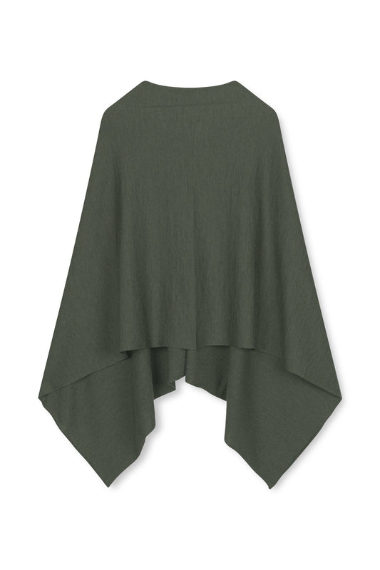 SibinLinnebjerg Poncho | Lilou  | 100% Fine Merino Wool | Dark Melange Green